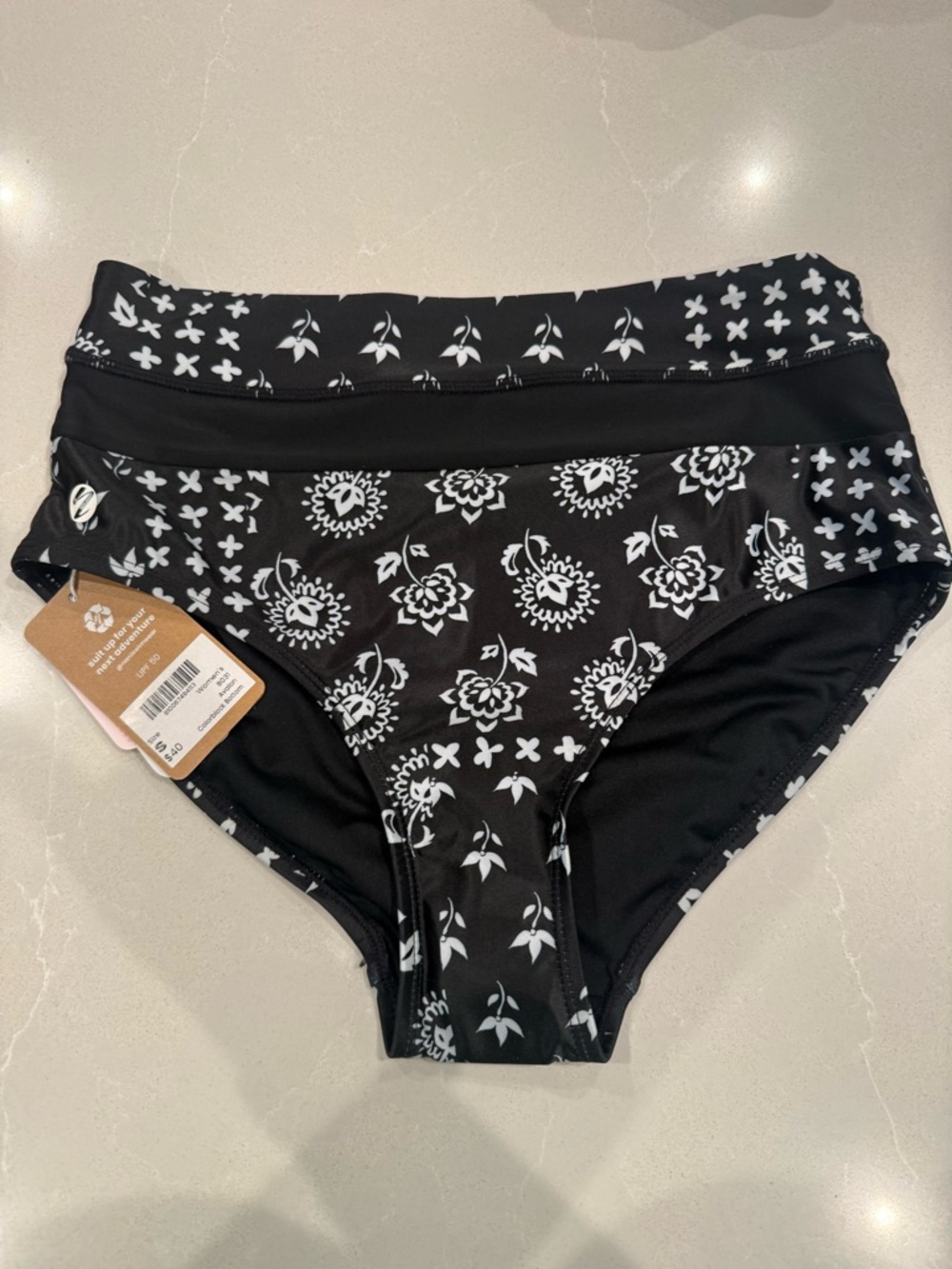 Nani Black & White Floral High-Waist Bikini Bottoms